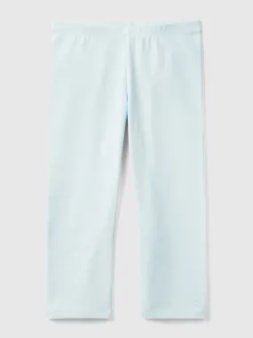 3/4 leggings in stretch cotton - Aqua | Benetton