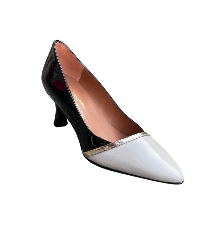 4474A Black/Cream Patent Heel