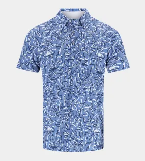 ABSTRACT FLORAL POLO - BLUE