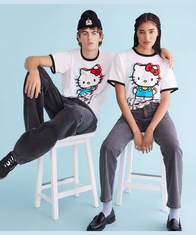 Aeropostale Hello Kitty Relaxed Ringer Graphic Tee