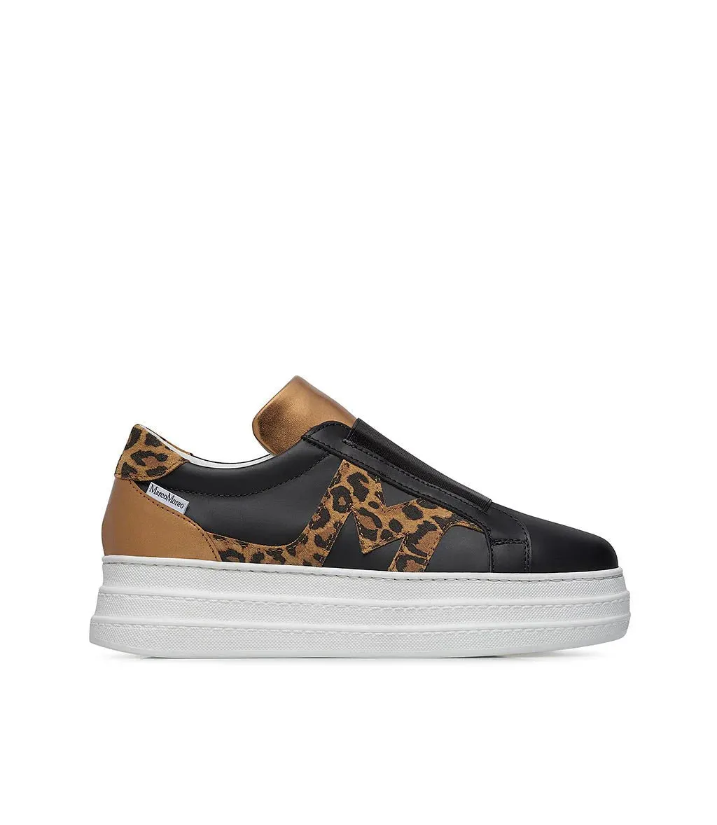 ARETHA NERO LEOPARD SNEAKER-MARCO MOREO