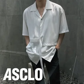 ASCLO  |Unisex Street Style Plain Short Sleeves Oversized Shirts