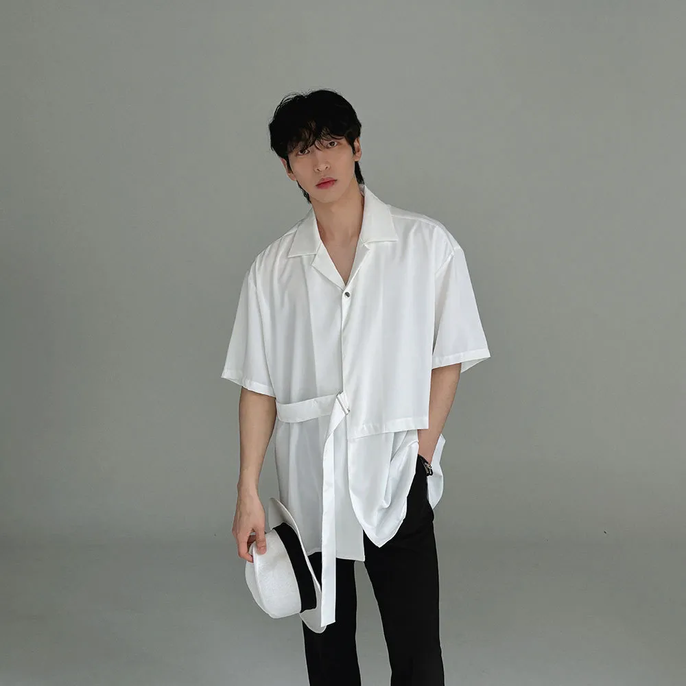 ASCLO  |Unisex Street Style Plain Short Sleeves Oversized Shirts