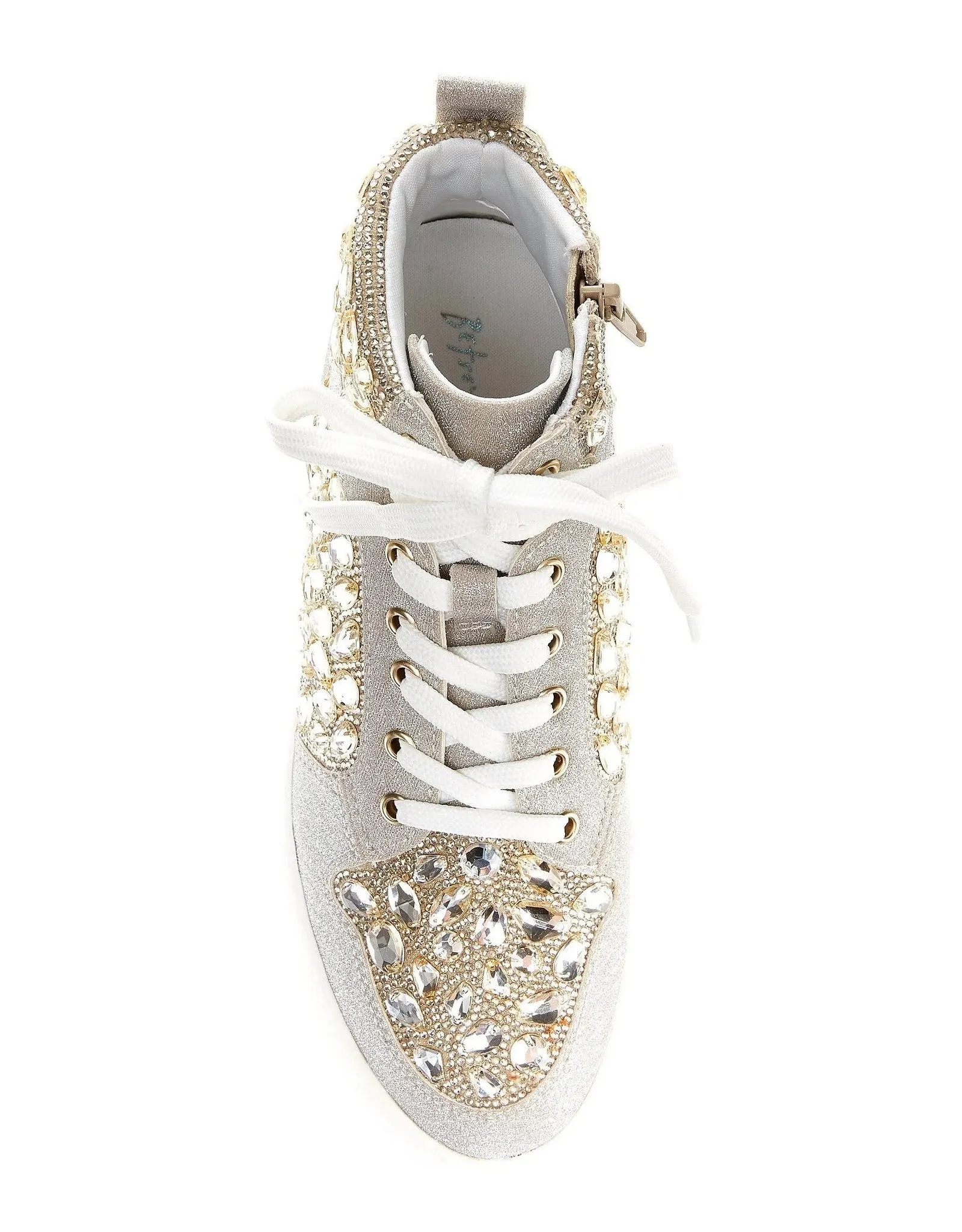 Betsey Johnson Bilie Gold Rhinestone High Top Sneaker