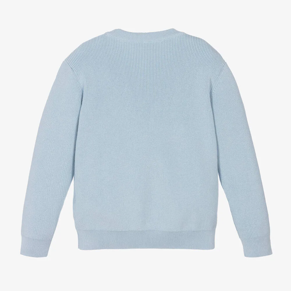 Blue Cotton Knit Sweater