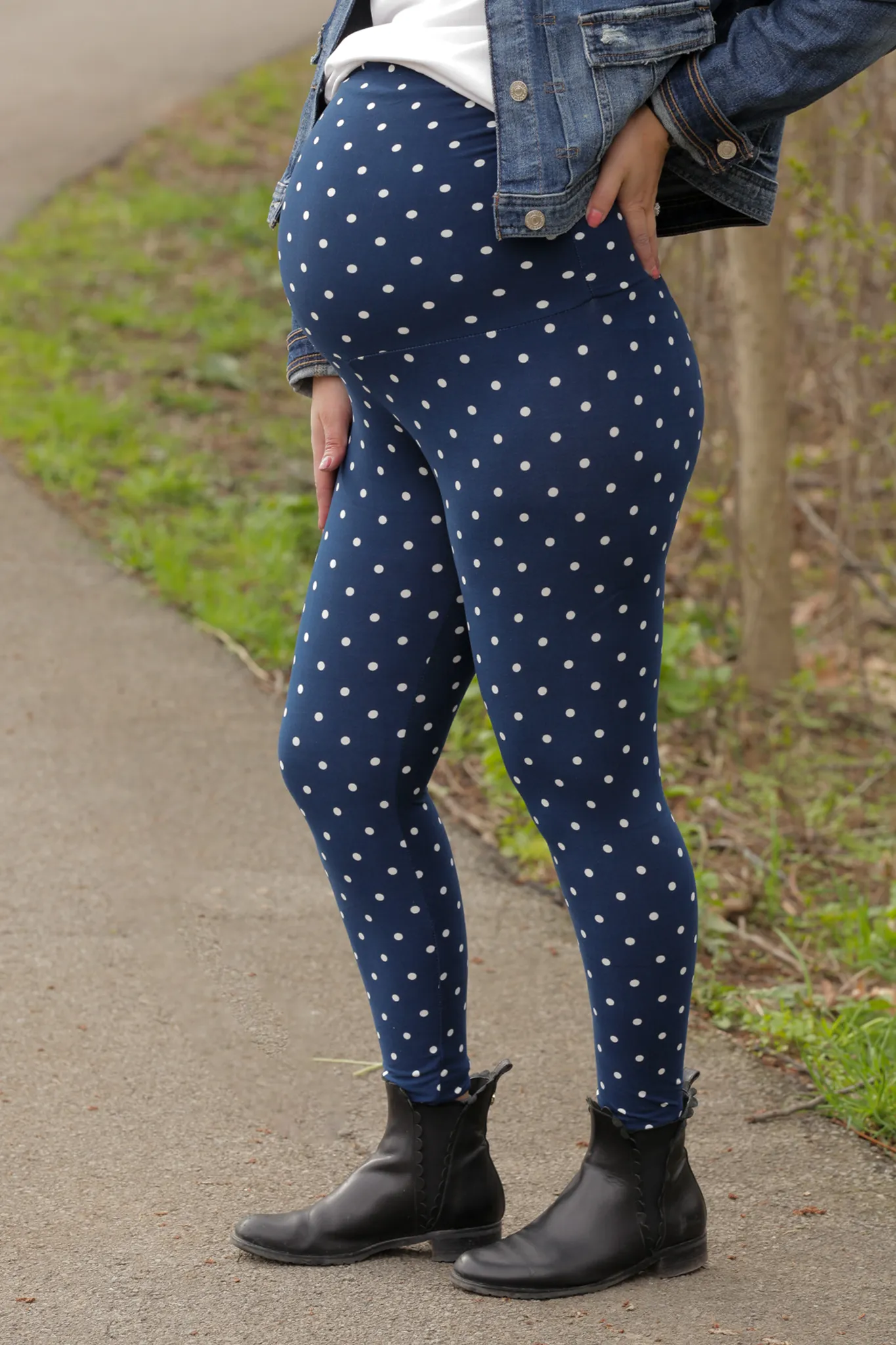 Blue Dotty Maternity Leggings