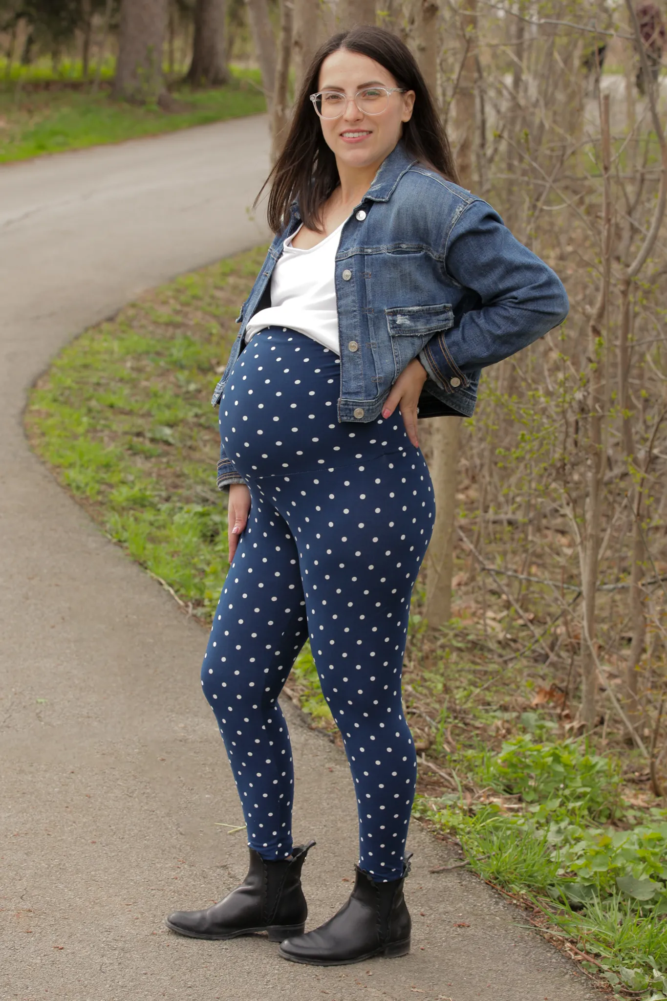 Blue Dotty Maternity Leggings