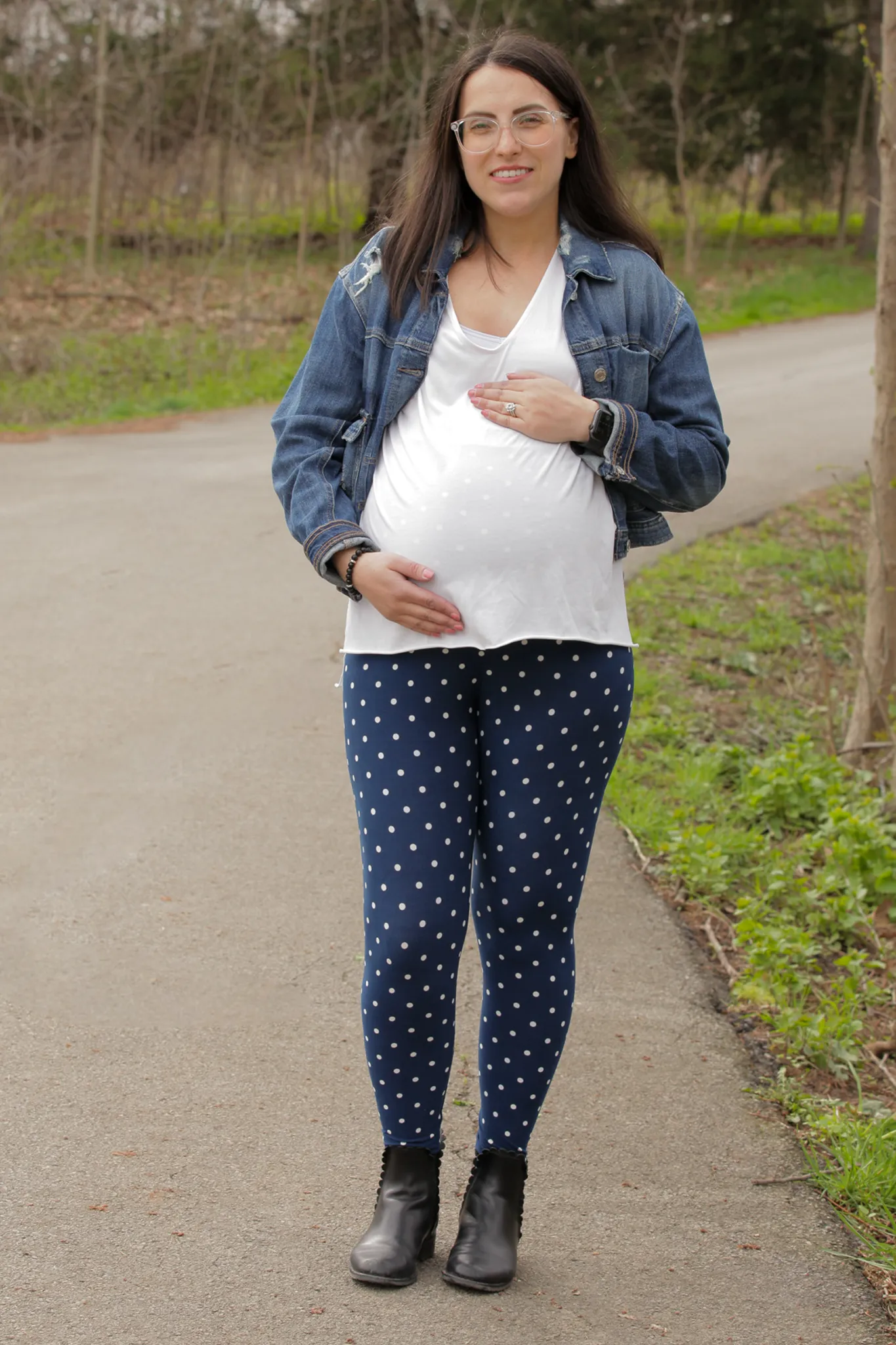 Blue Dotty Maternity Leggings