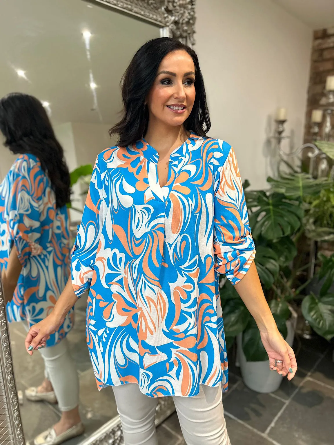 Blue Vibrant Pattern Blouse Gemma