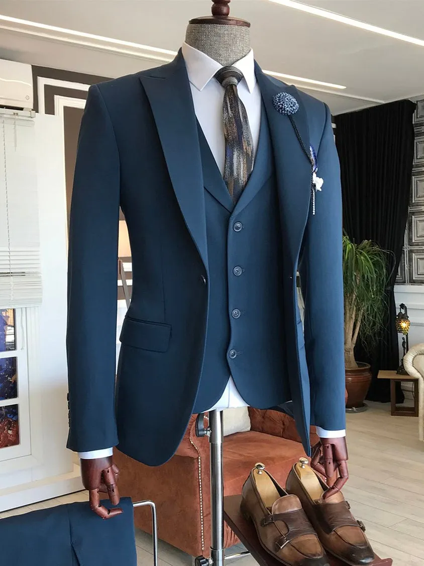 Bojoni Blue Slim-Fit Suit 3-Piece