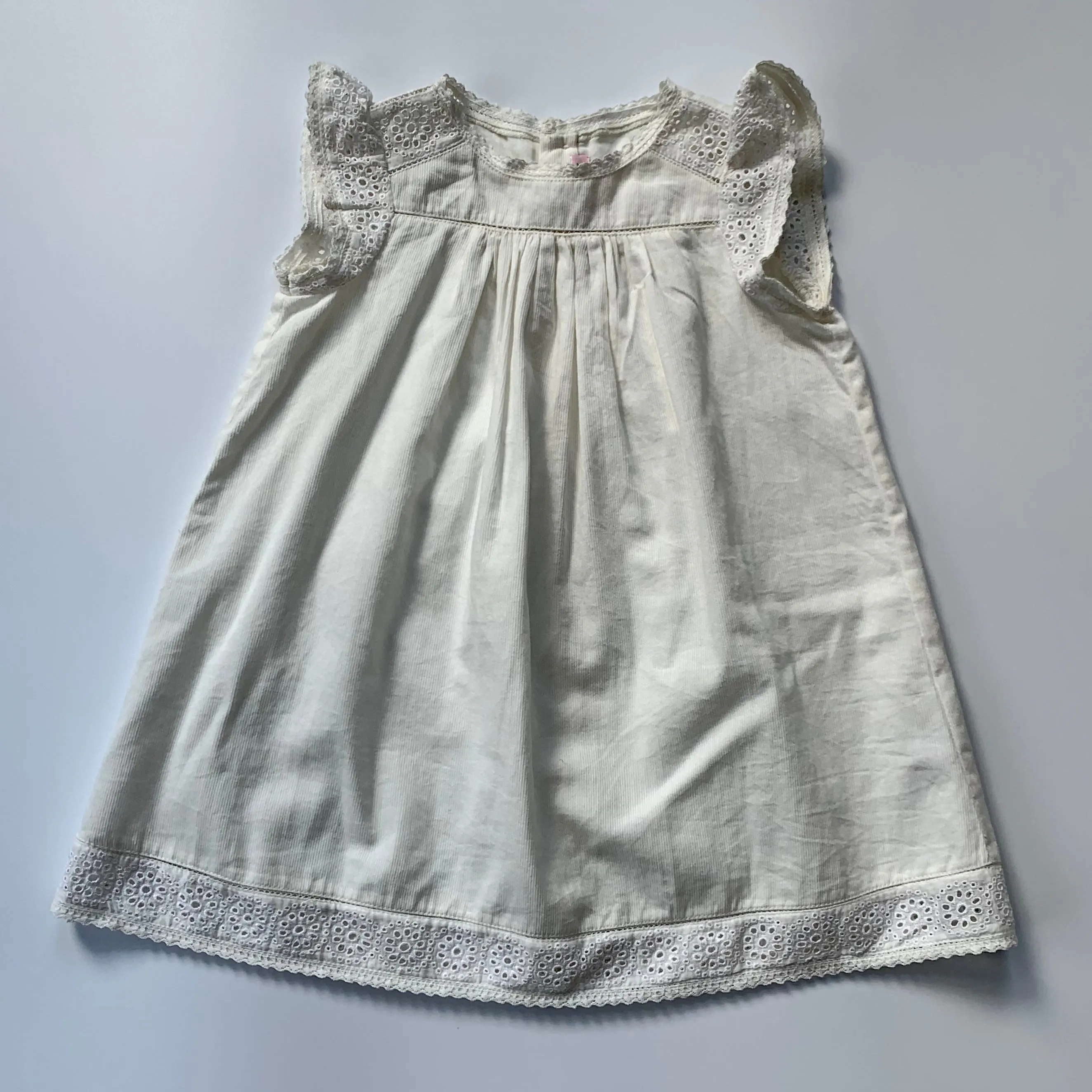 Bonpoint White Cotton Dress With Broderie Anglaise Trim : 18 Months