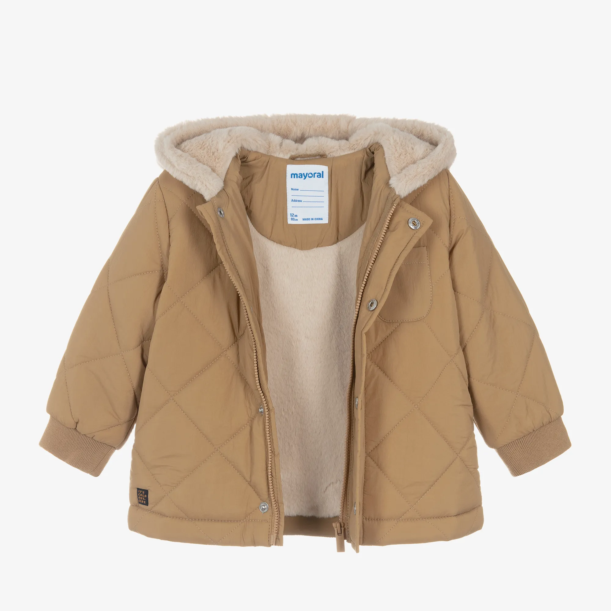 Boys Brown Quilted Coat