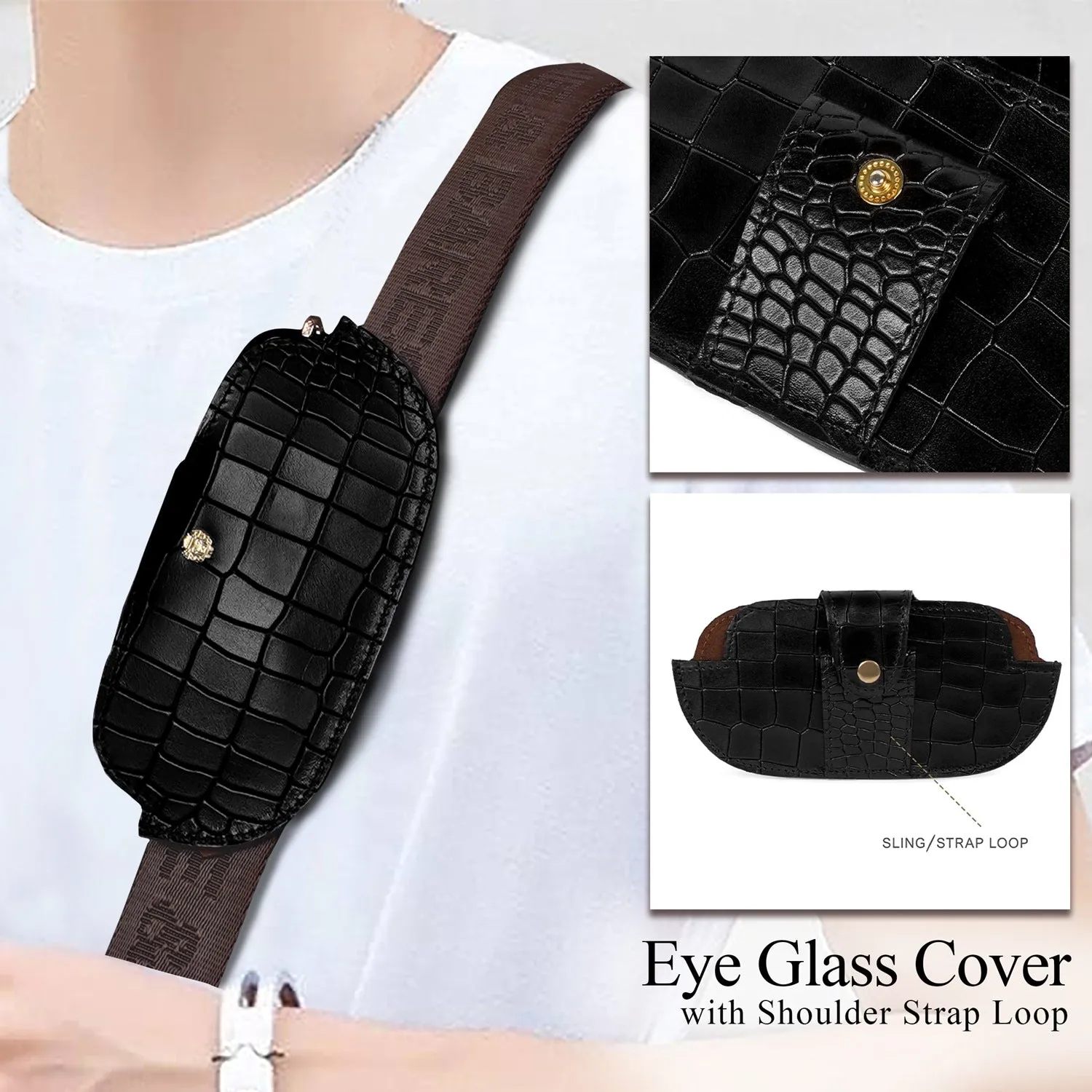 Broad Look Glasses Cover in Deep Cut Black Leather