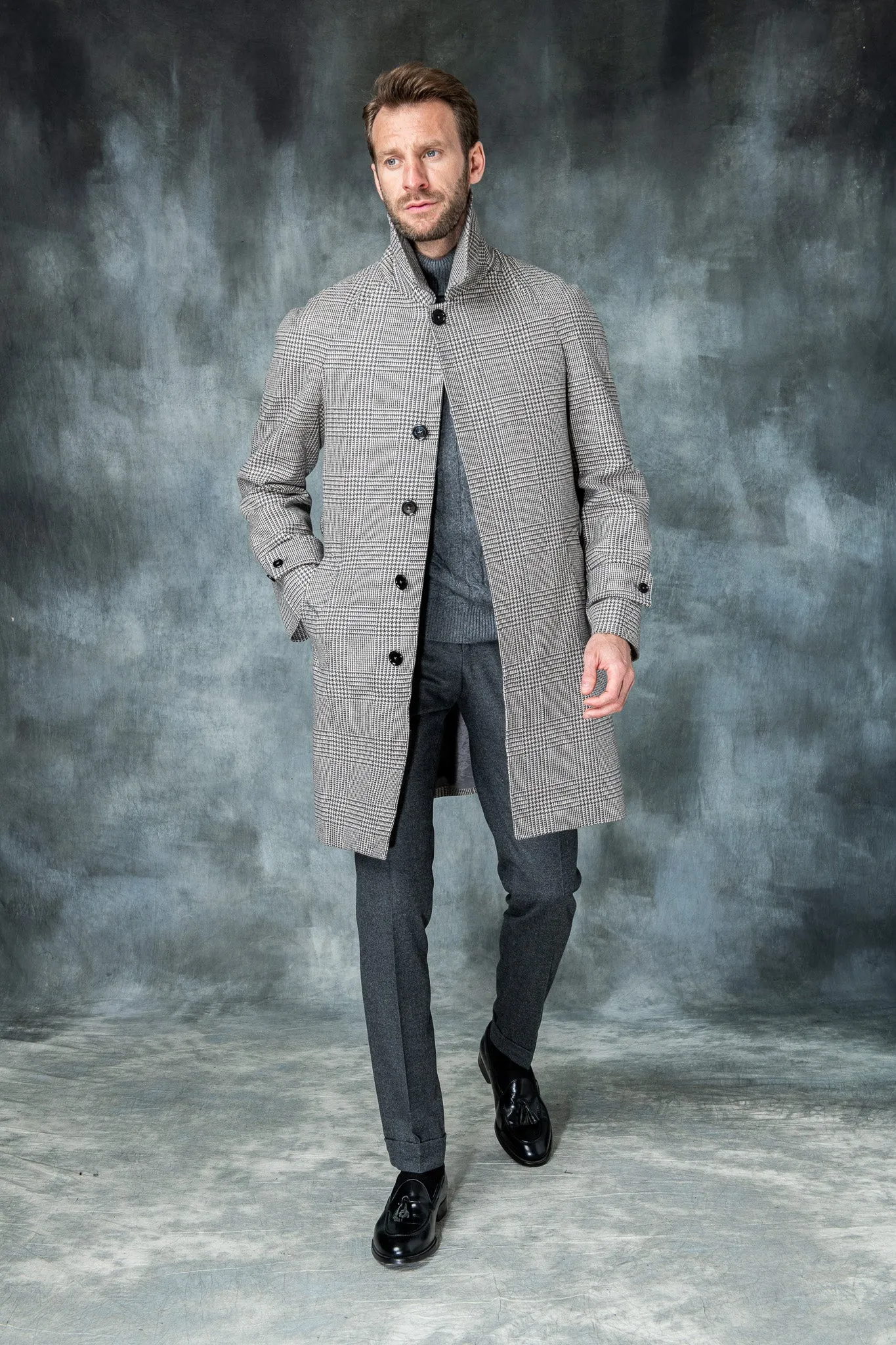 Brown Prince of Wales Raglan coat – Made in Italy