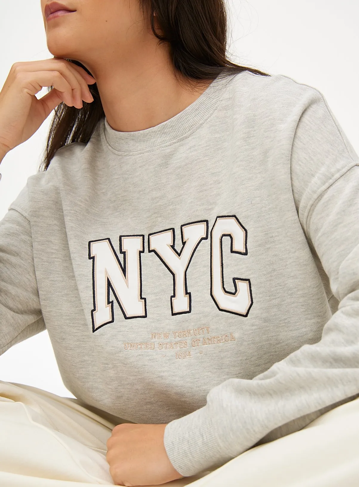 Buy Grey Marl Oversized New York Sweatshirt M | Hoodies and sweatshirts | Tu