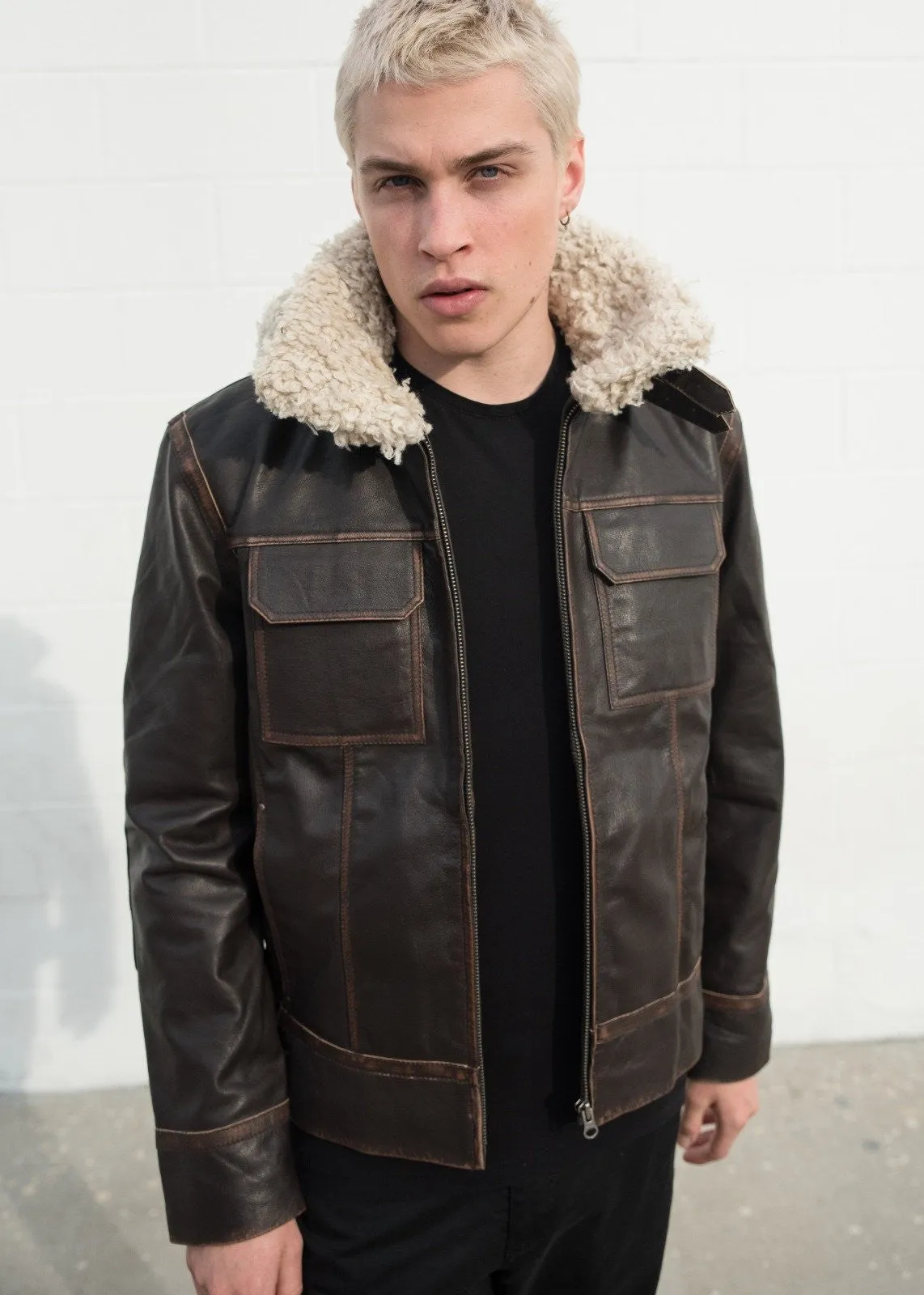 Buy Men's Aviator Han Solo Hoth Shearling Fashion Leather Jacket