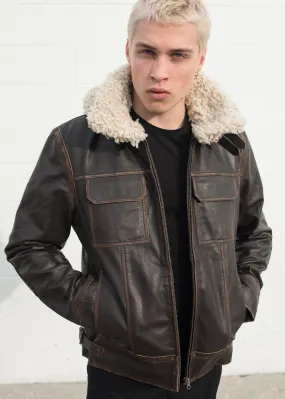 Buy Men's Aviator Han Solo Hoth Shearling Fashion Leather Jacket