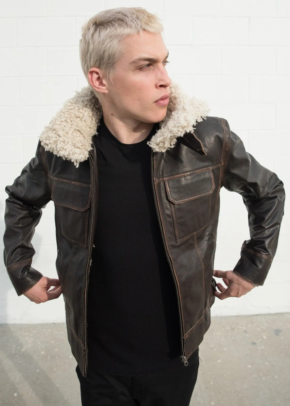 Buy Men's Aviator Han Solo Hoth Shearling Fashion Leather Jacket