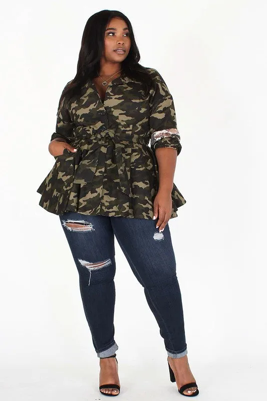 Camouflage Peplum Jacket