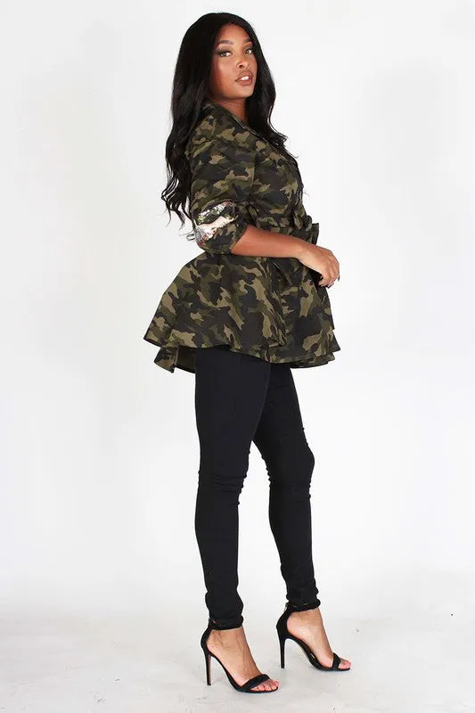 Camouflage Peplum Jacket