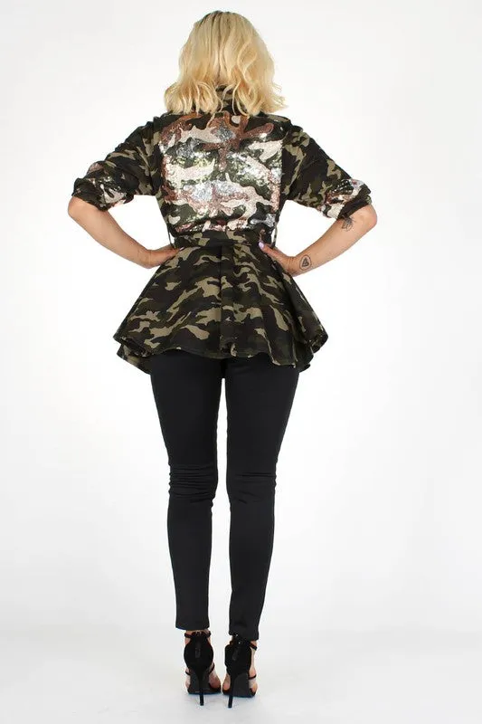 Camouflage Peplum Jacket