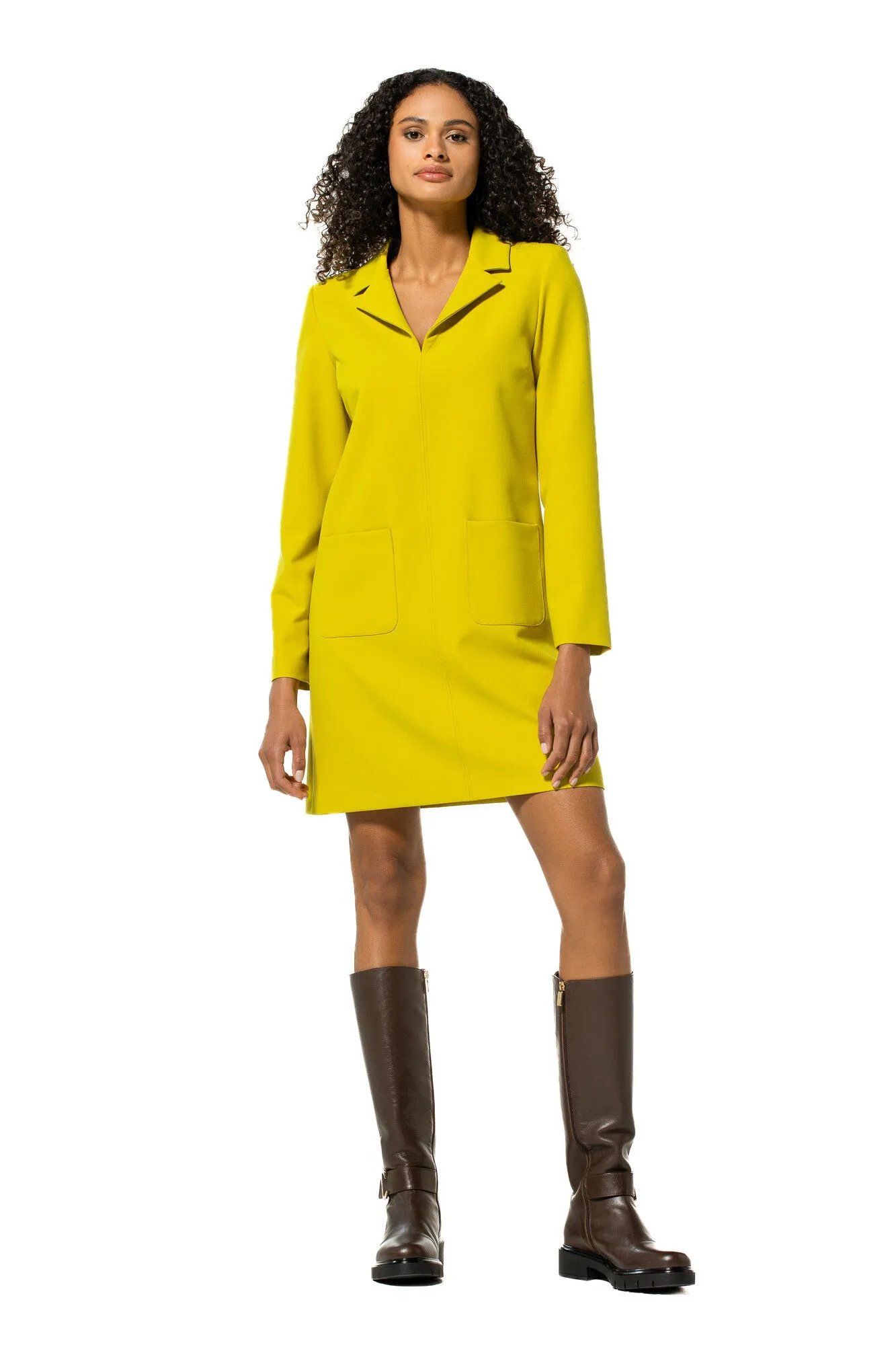 Caroline Biss YELLOW STRAIGHT-FITTING COAT DRESS