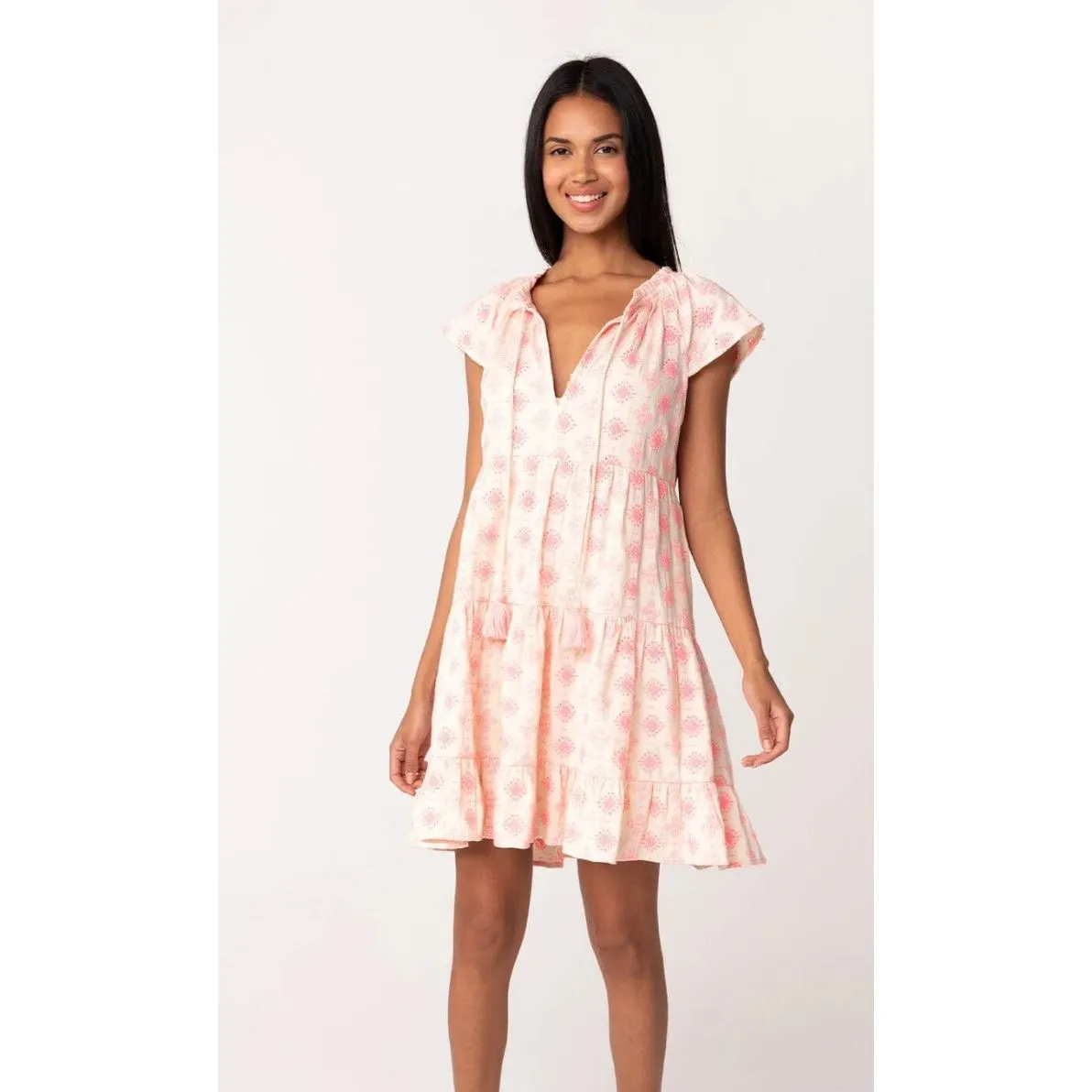 Delaney Pink Cream Printed Lovestitch Mini Dress