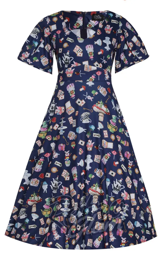 Dolly and Dotty Janice Dress in Wonderland Print - XL left only