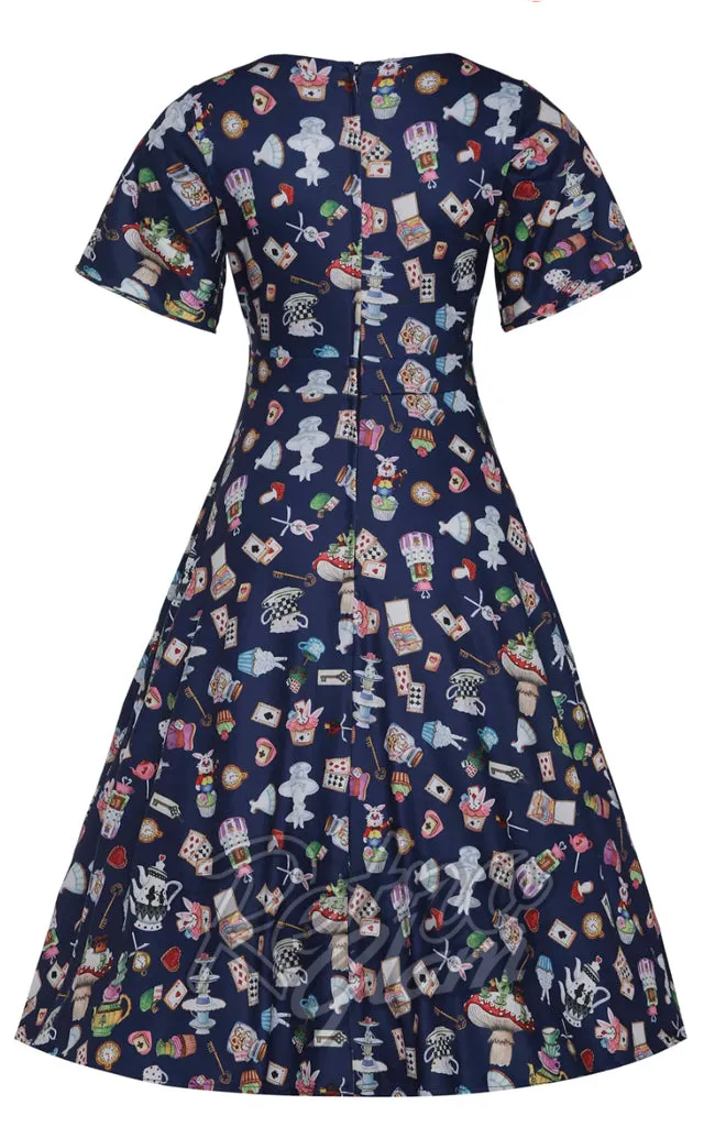 Dolly and Dotty Janice Dress in Wonderland Print - XL left only