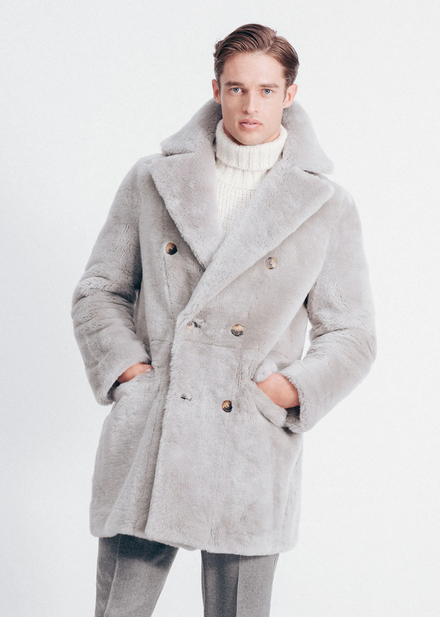 Double Breasted Shearling Coat