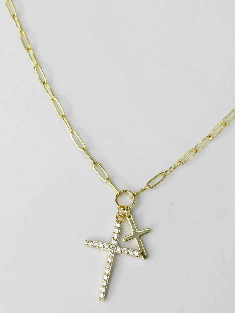 Double Cross Necklace