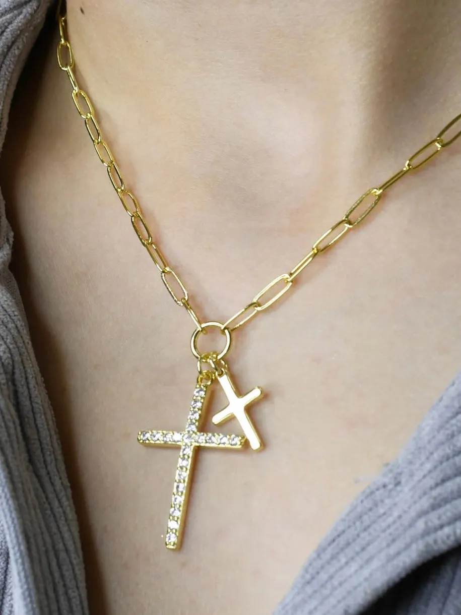 Double Cross Necklace