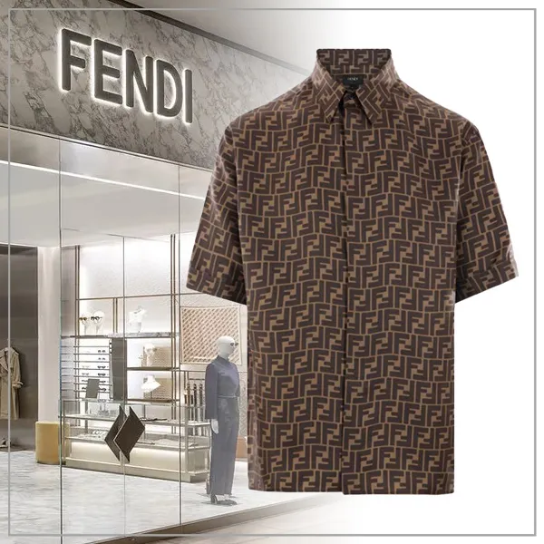 FENDI  |Silk Logo Luxury Shirts