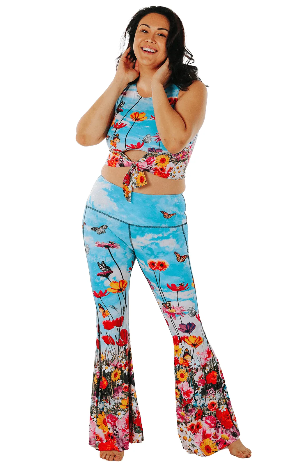 Flower Bomb Printed Bell Bottoms