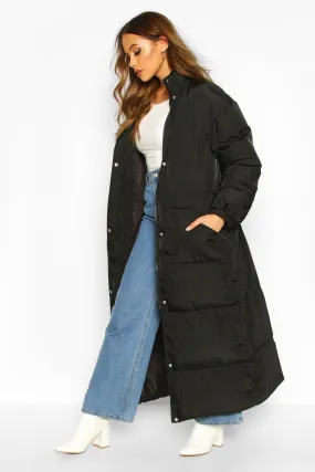 Funnel Neck Maxi Puffer Coat