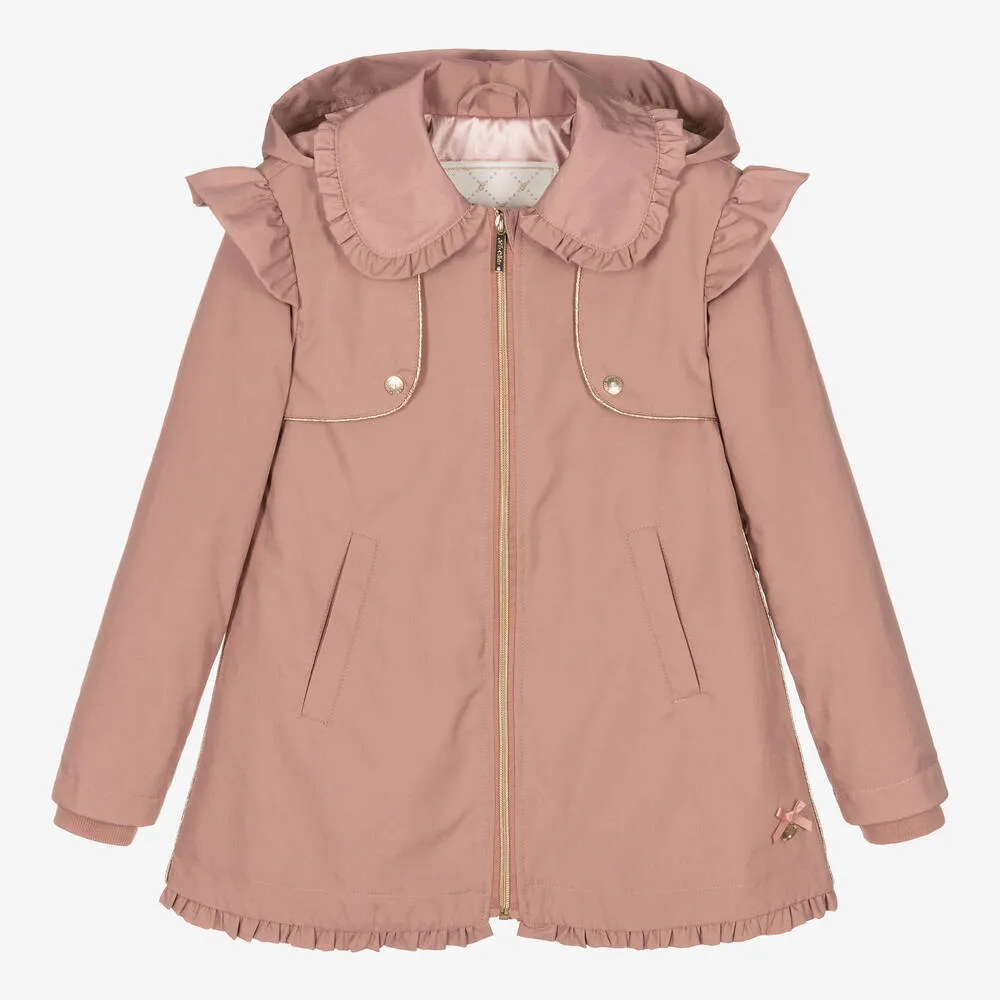 Girls Pink Frill Coat