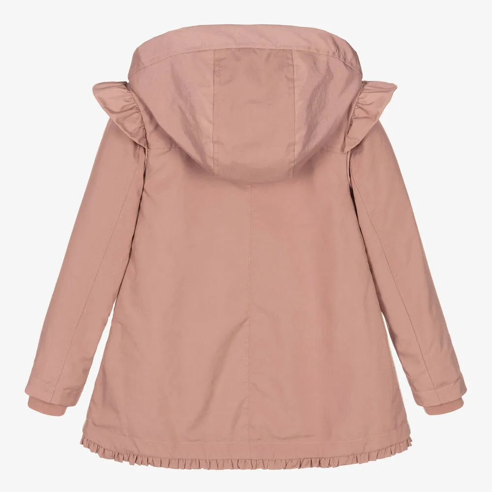 Girls Pink Frill Coat