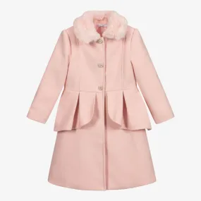 Girls Pink Peplum Coat