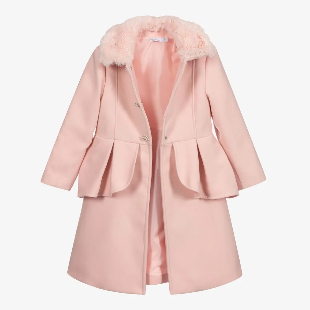 Girls Pink Peplum Coat