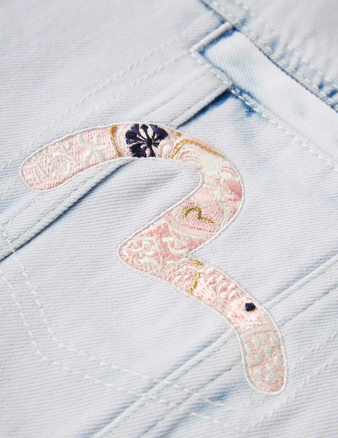 Godhead and Lucky Charms Embroidered Bleach-dye Denim Jacket