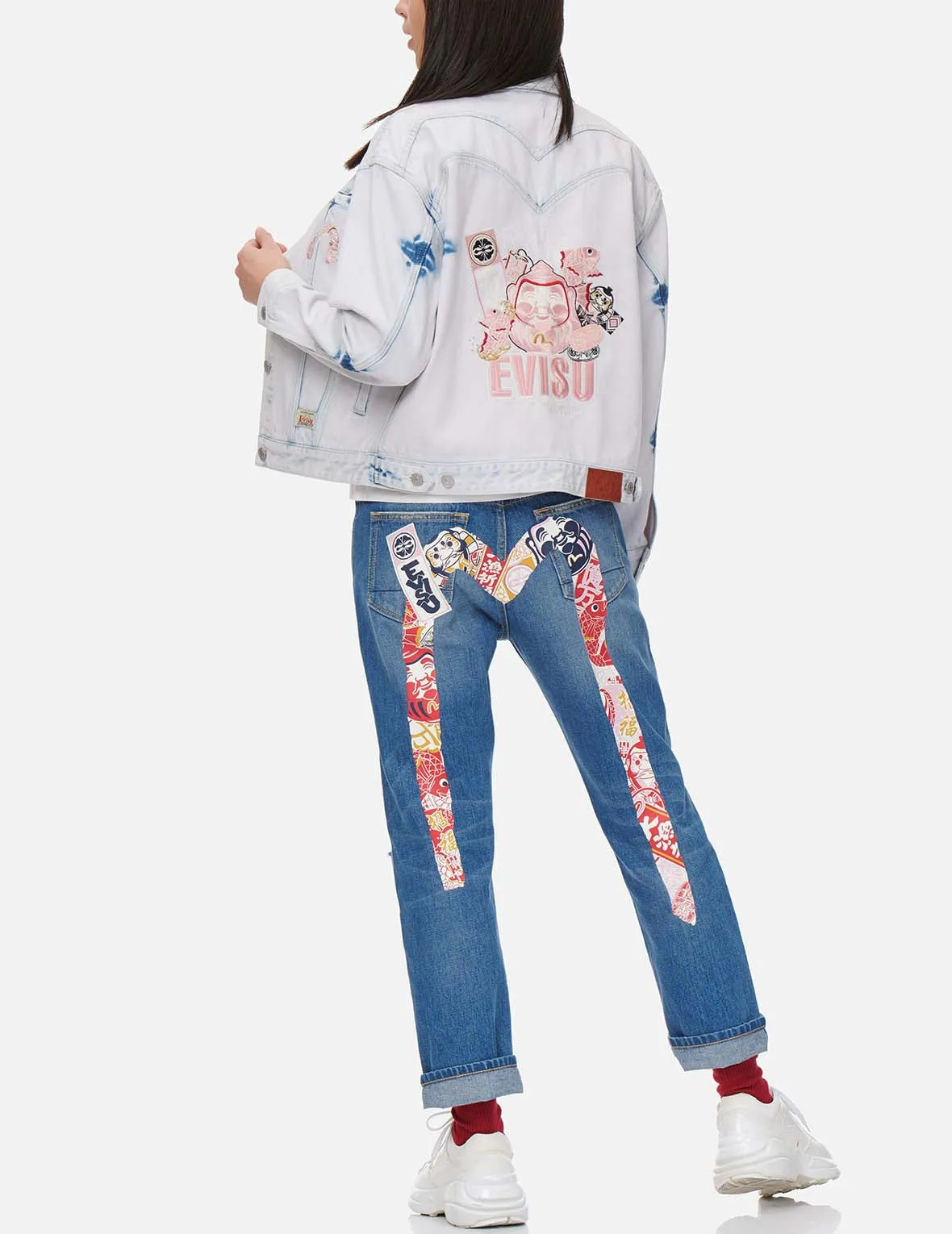 Godhead and Lucky Charms Embroidered Bleach-dye Denim Jacket