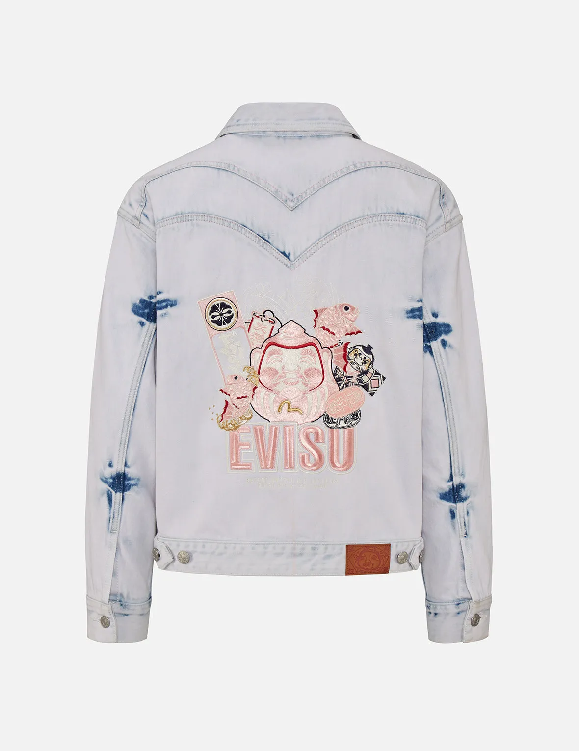 Godhead and Lucky Charms Embroidered Bleach-dye Denim Jacket