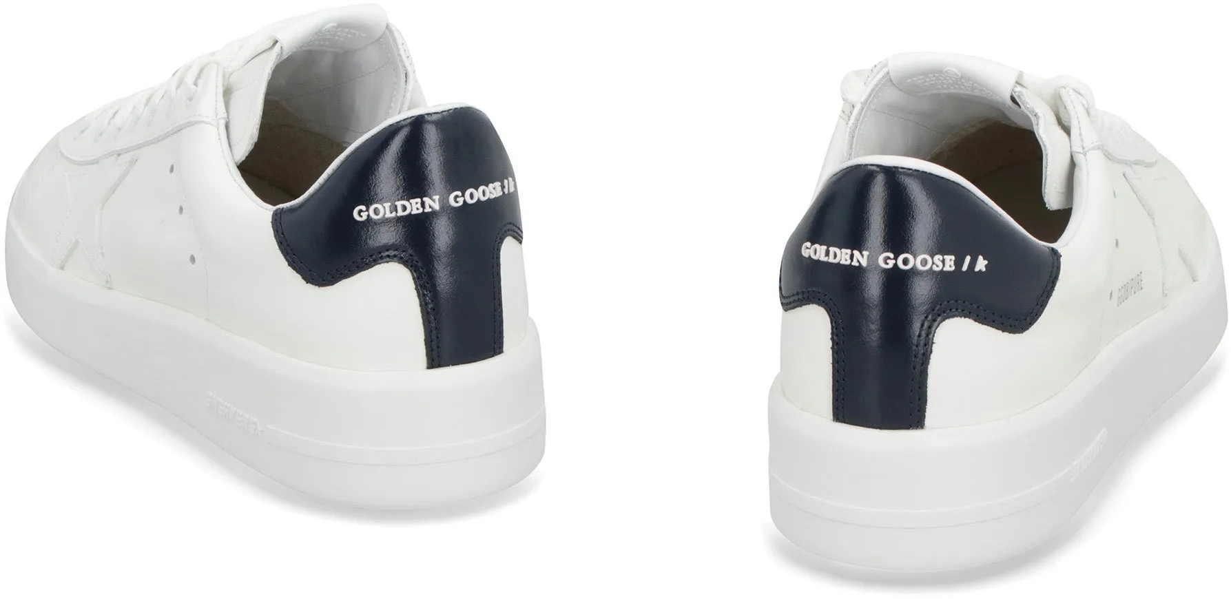 GOLDEN GOOSE Men's White Leather Sneakers with Iconic Star Patch and Contrasting Heel Insert