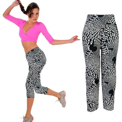 High Waist Fitness pants Printed Stretch Cropped Leggings trousers Plus size & Feida