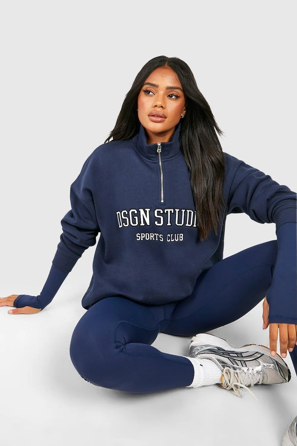 Hoodies & Sweatshirts | Dsgn Studio Applique Oversized Half Zip Sweatshirt | boohoo