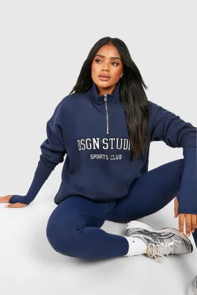 Hoodies & Sweatshirts | Dsgn Studio Applique Oversized Half Zip Sweatshirt | boohoo