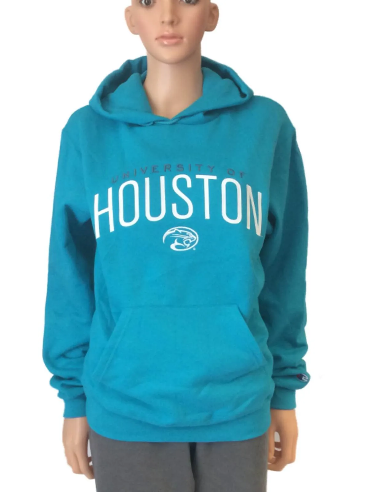 Houston Cougars Champion WOMENS Turquoise LS Pullover Hoodie Sweatshirt (S)