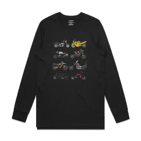 Isthatso Cotton Graphic Long Sleeved Tee - Movie Motorcycles - Black