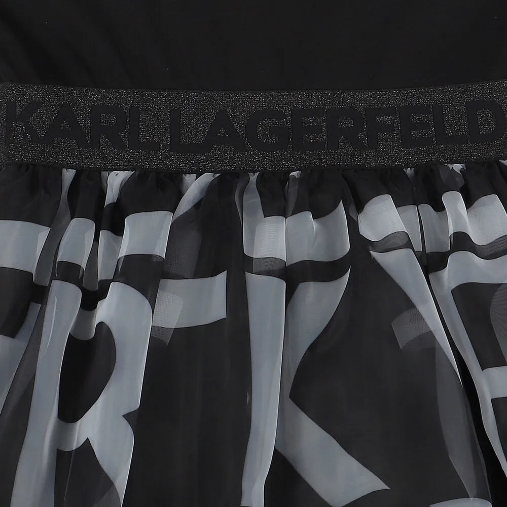 Karl Lagerfeld Dress Logo Tulle Black