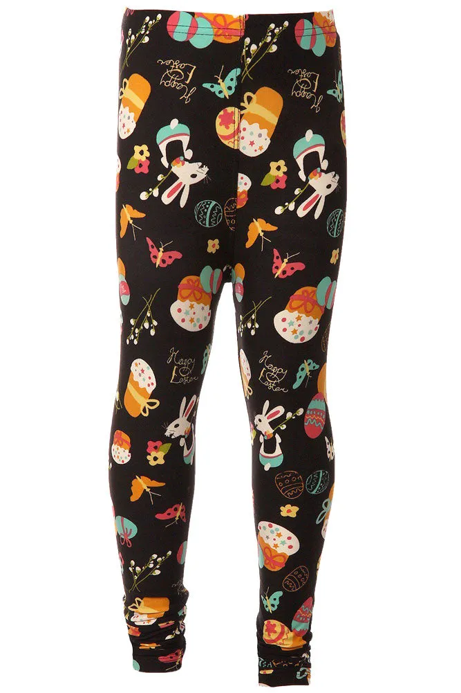 Kid's colorful Easter Egg Rabbits Pattern Printed Leggings